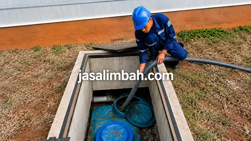 Sedot limbah dari bak kontrol menggunakan selang panjang