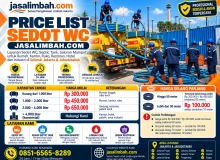 Daftar harga sedot WC Jakarta dan Jabodetabek mulai Rp 300.000 dari jasalimbah.com berdasarkan kapasitas tangki